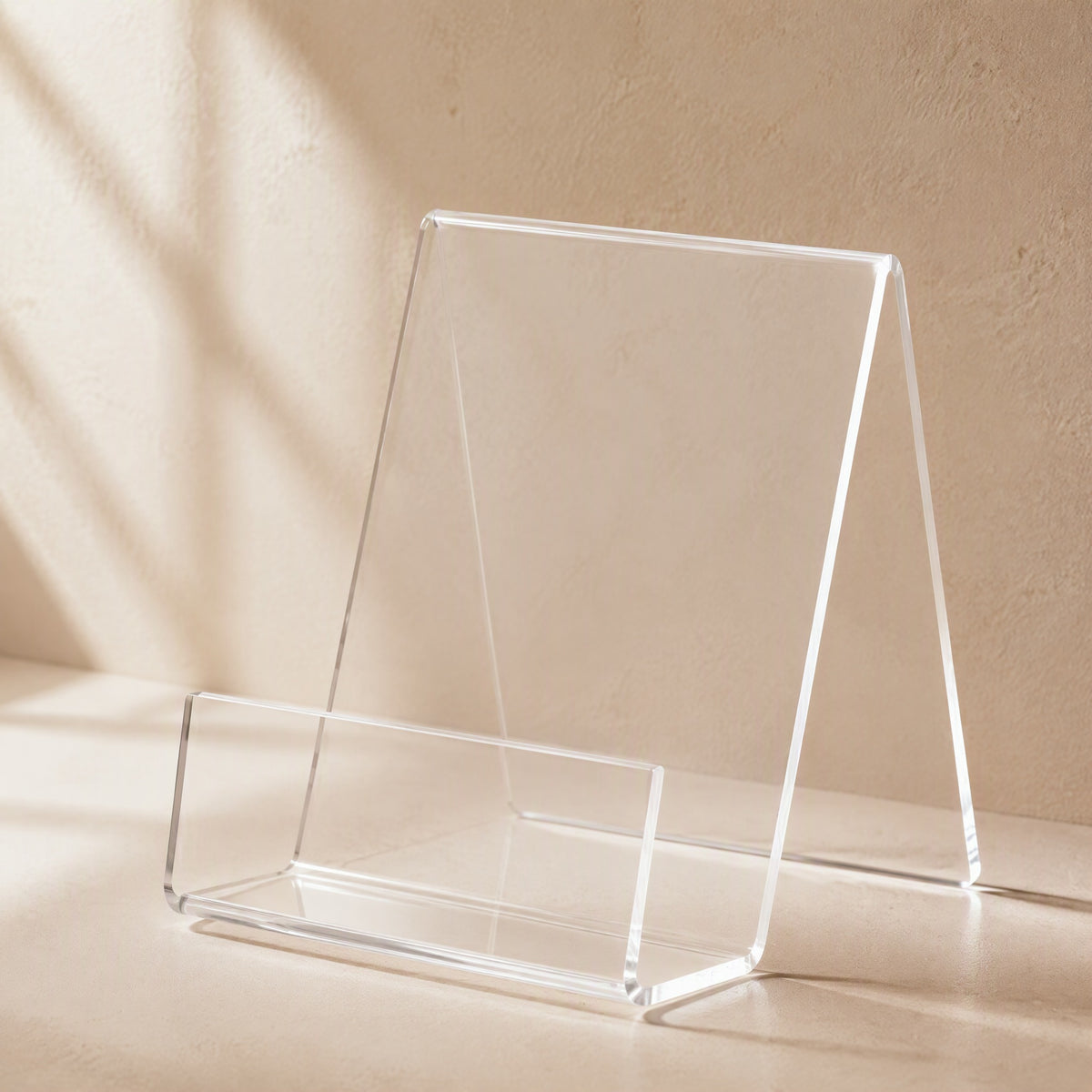Clearleaf™ Transparent Acrylic Book Stand, material and detail close-up