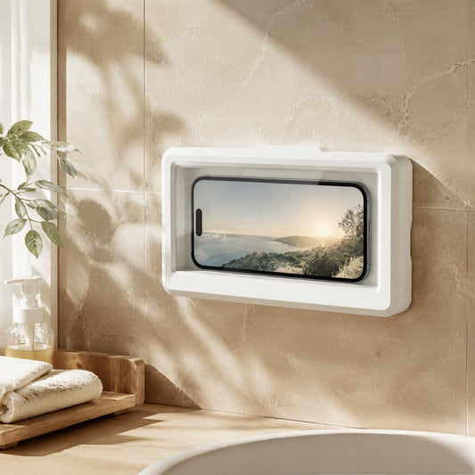 Touchdry™ Waterproof Phone Box With Touch Screen in a calm home setting
