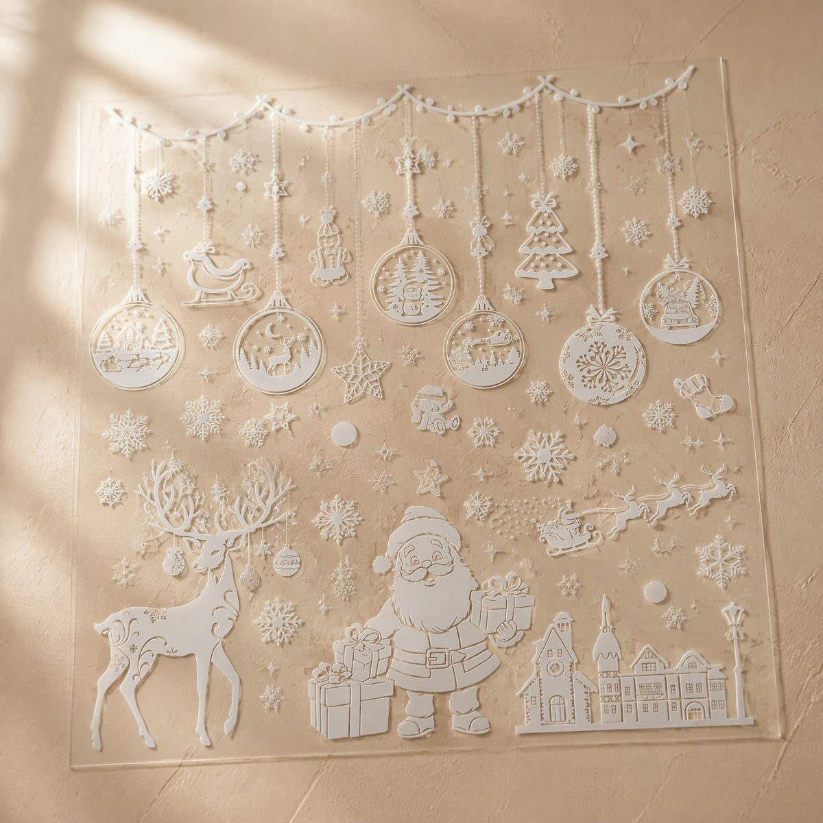 Frostpane™ Christmas PVC Window Stickers, material and detail close-up