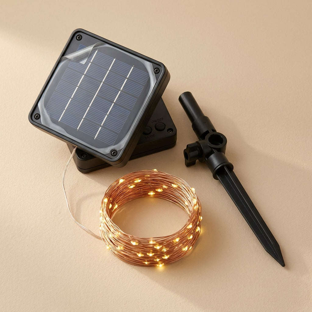 Coppertwine™ Solar Copper Wire String Lights, material and detail close-up