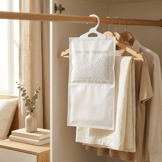 Dryhanger™ Hanging Dehumidifier Bag in a calm home setting
