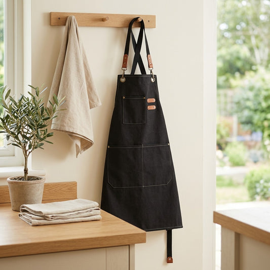 Canvasloom™ Cotton Canvas Apron in a calm home setting
