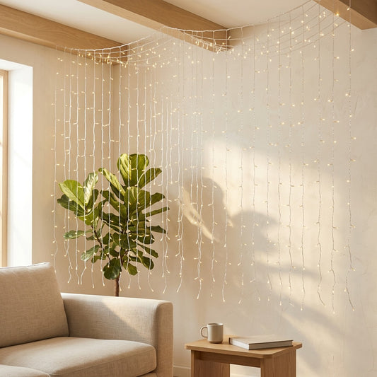 Icestreak™ LED Ice Bar Curtain Lights in a calm home setting