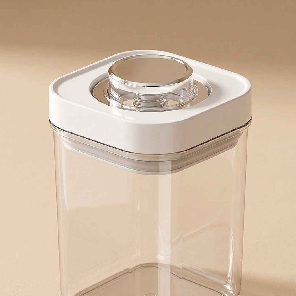 Jarjoy™ Square Plastic Food Storage Jar, material and detail close-up