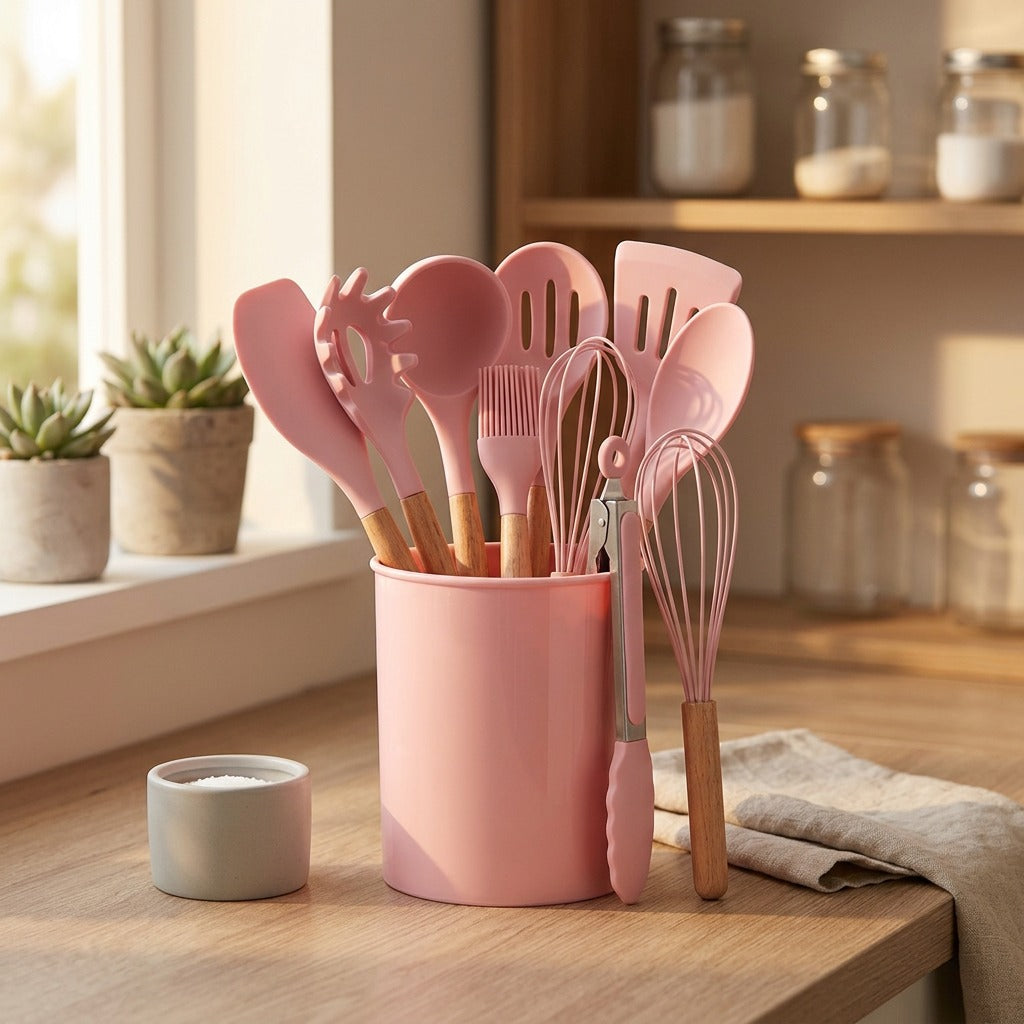 Cookflex™ Silicone Kitchen Utensil Set, styled close view