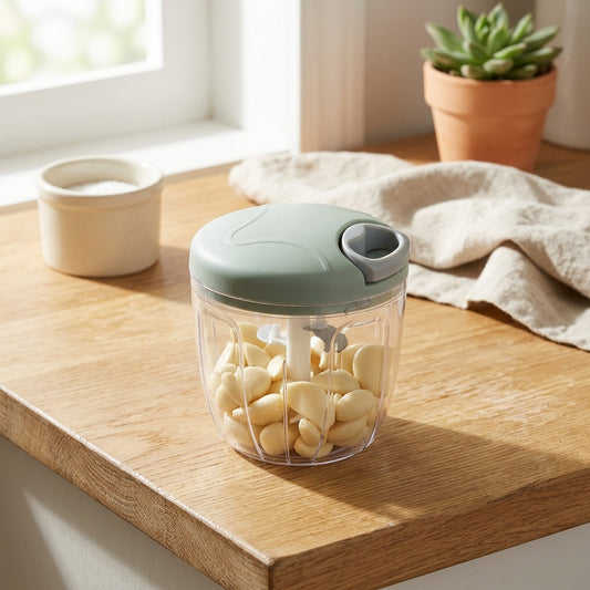 Presspot™ Manual Garlic Press With 500ml And 900ml Sizes in a calm home setting