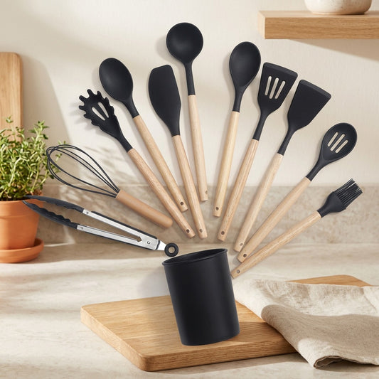 Stirshare™ 12-Piece Silicone Spatula And Soup Spoon Set in a calm home setting