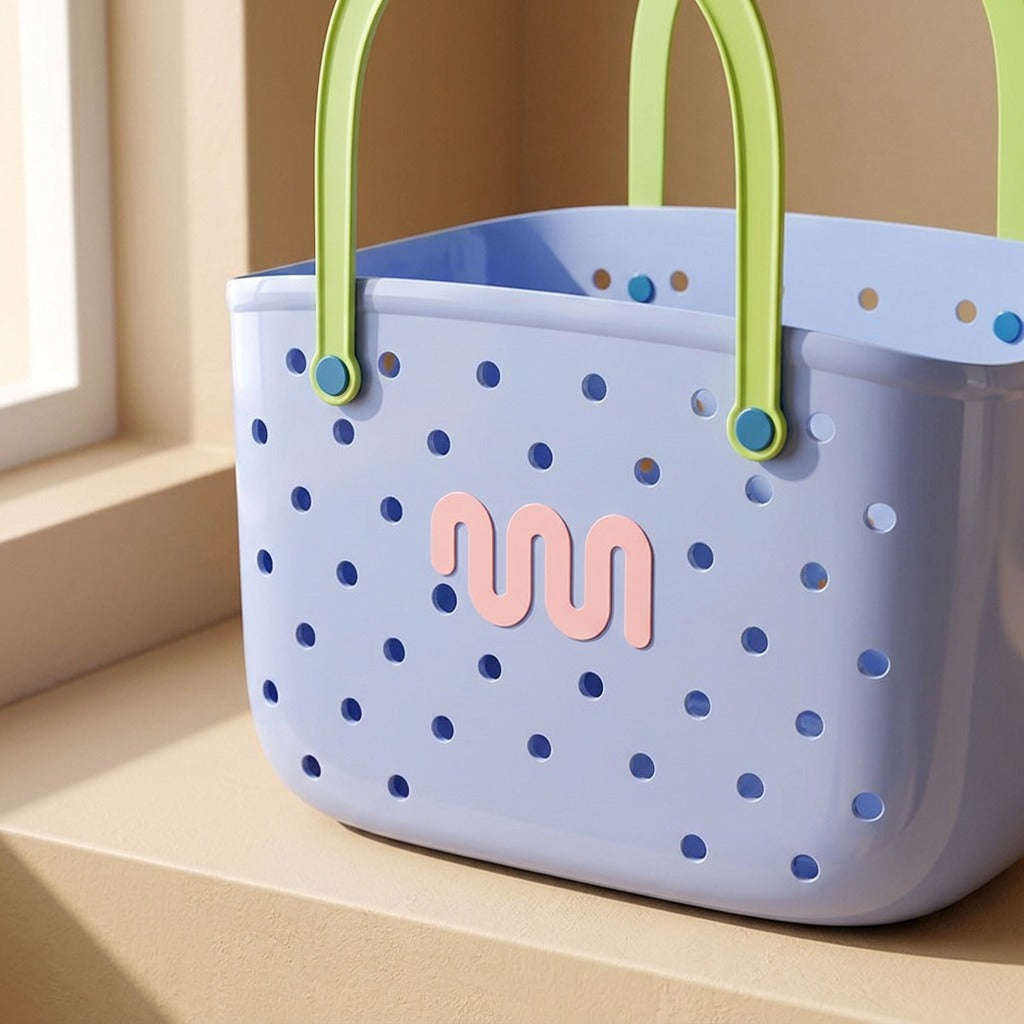 Tidyweave™ Plastic Bathroom Storage Basket, material and detail close-up