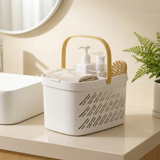 Washcove™ PP Plastic Laundry Basket in a calm home setting