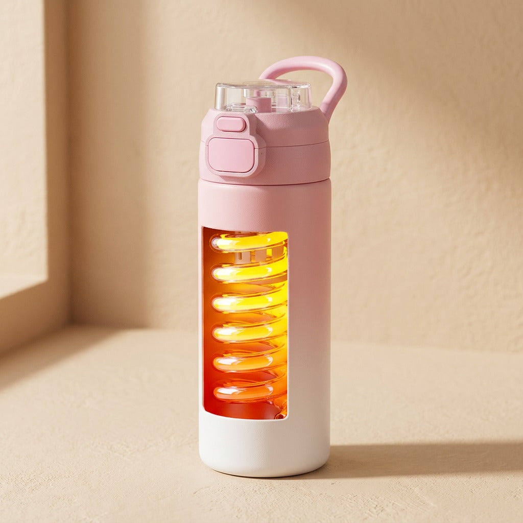 Sipshade™ Stainless Steel Gradient Thermos Cup, material and detail close-up