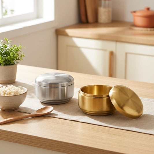 Riceguard™ Double-Layer Stainless Steel Rice Bowl in a calm home setting