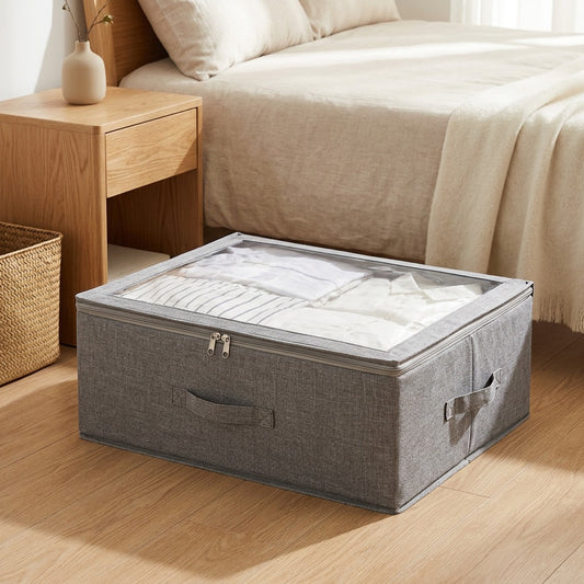 Linenfold™ Foldable Cotton Linen Storage Box in a calm home setting