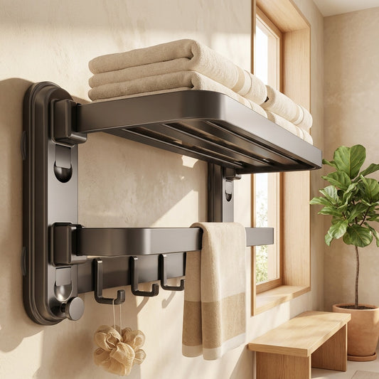 Stickrail™ Suction Cup Bathroom Towel Rack in a calm home setting