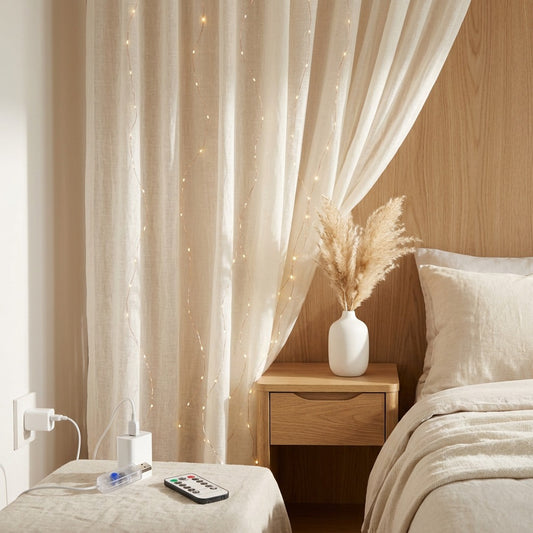 Wirewink™ Copper Wire String Lights in a calm home setting