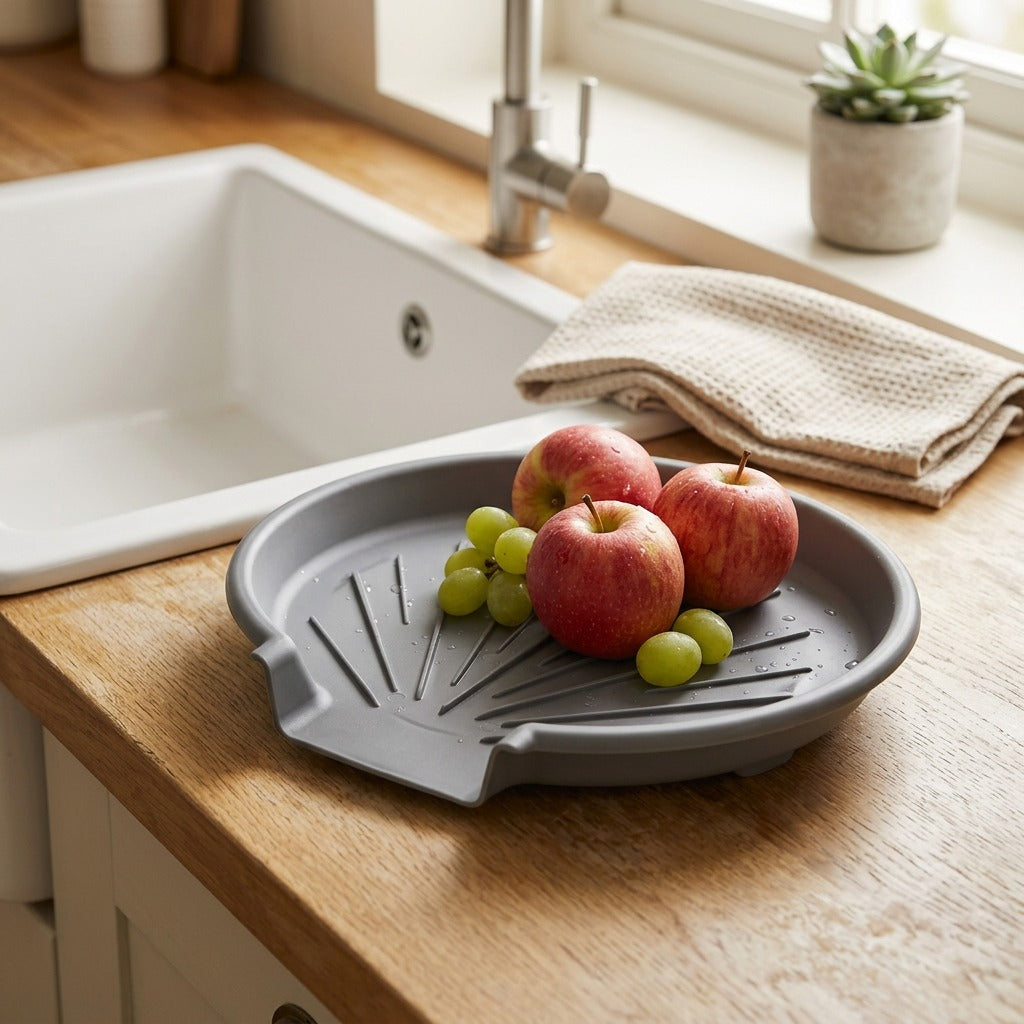 Foldrinse™ Folding Plastic Fruit Washing Basket, styled close view