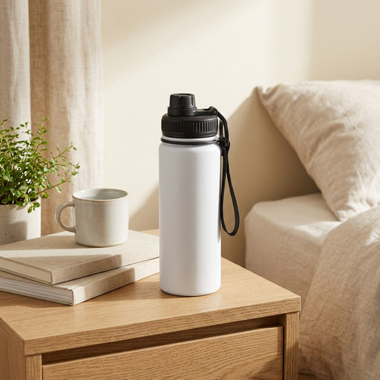 Dashsip™ 18oz 304 Stainless Steel Sports Bottle in a calm home setting