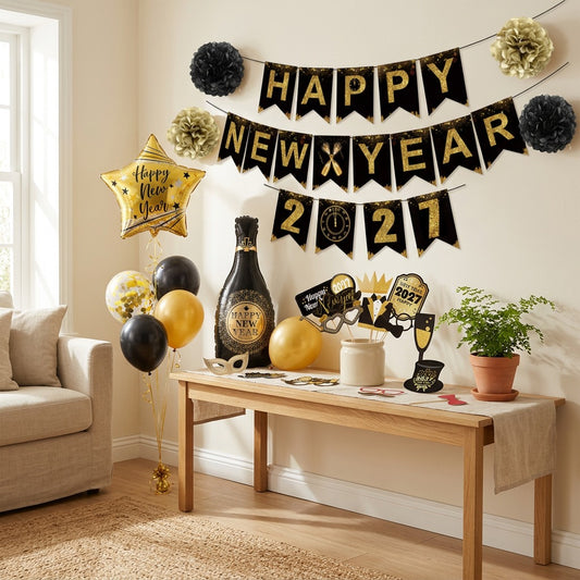 Yearcheer™ 2027 New Year Banner Balloon Set in a calm home setting