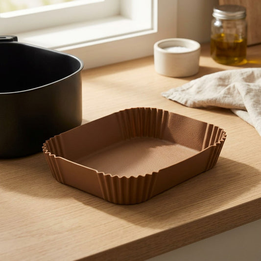 Silifry™ Rectangular Silicone Air Fryer Paper, styled close view