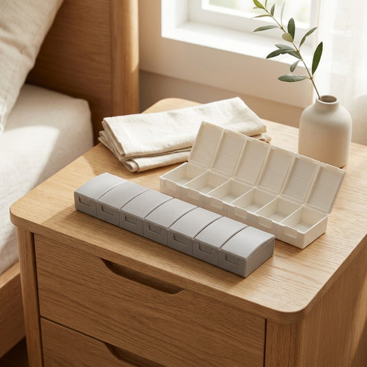 Weekwell™ 7-Compartment Pill Box in a calm home setting