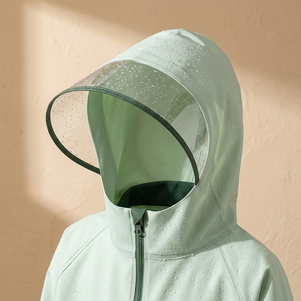 Rainlet™ Eva Children's Rain Poncho, material and detail close-up