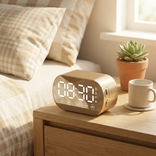 Dozewake™ Bluetooth Speaker Alarm Clock in a calm home setting