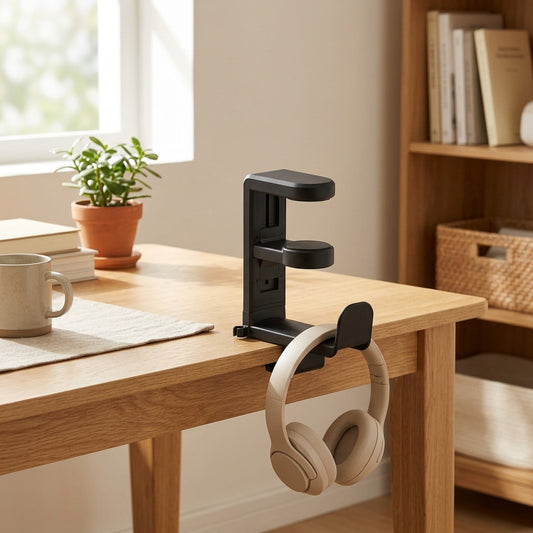 Eardock™ Silicone Headphone Stand in a calm home setting
