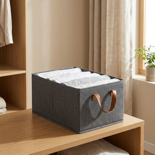 Clothfold™ Foldable Fabric Clothing Storage Box in a calm home setting