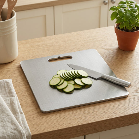 Chopshine™ Stainless Steel Cutting Board in a calm home setting