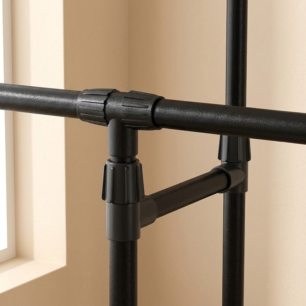 Drybeam™ Iron Double-Rod Clothes Drying Rack, material and detail close-up