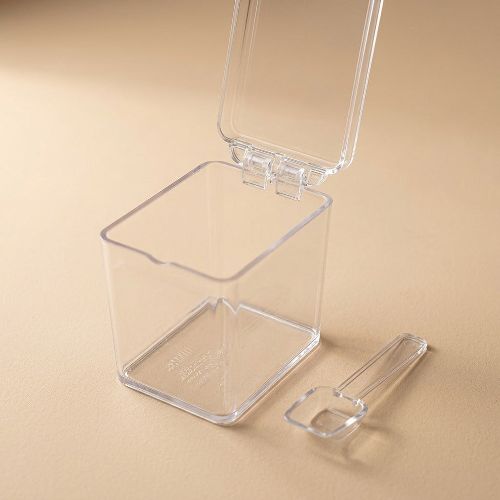 Seasonpeek™ Transparent Plastic Seasoning Box, material and detail close-up