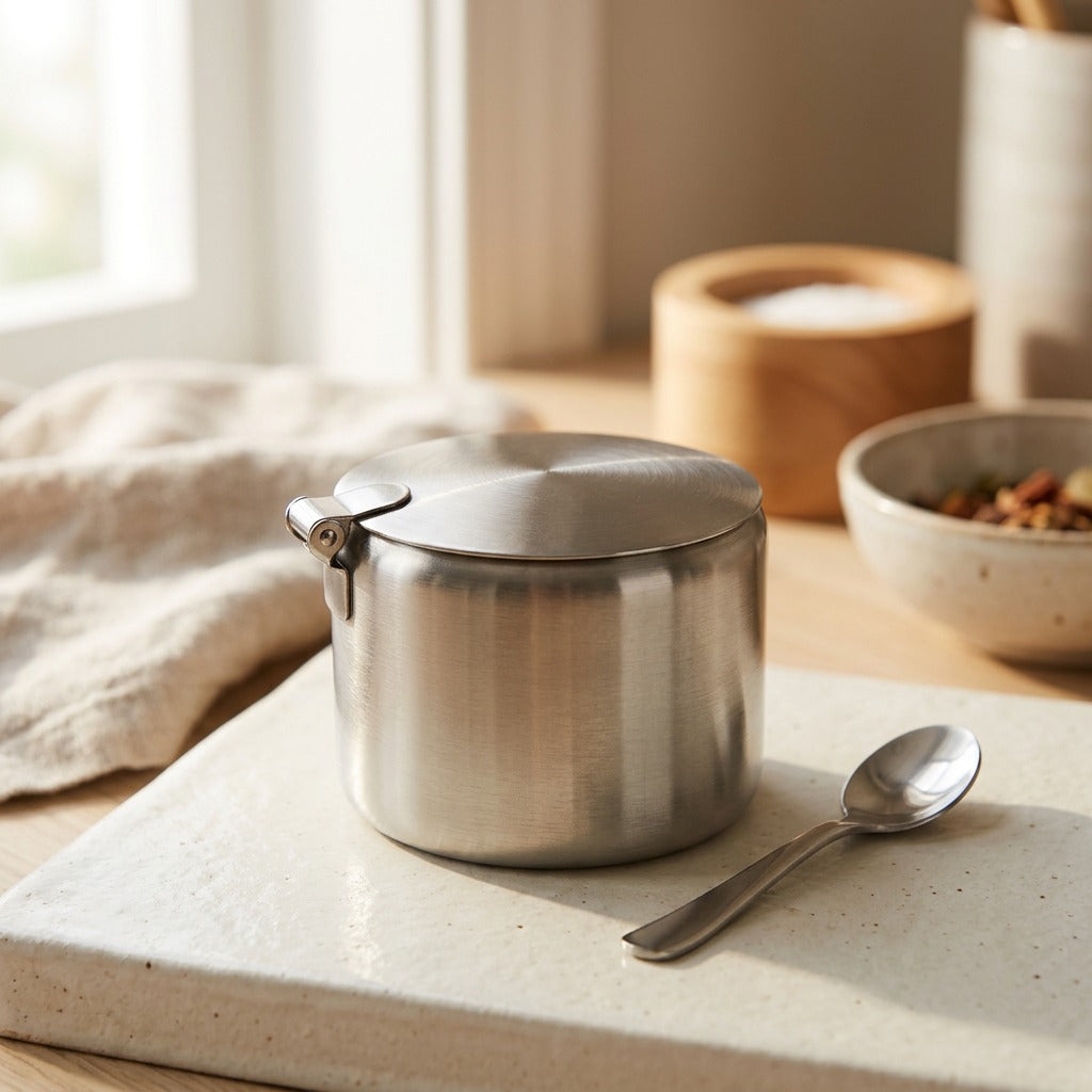 Spiceseal™ Stainless Steel Seasoning Jar With Lid, styled close view