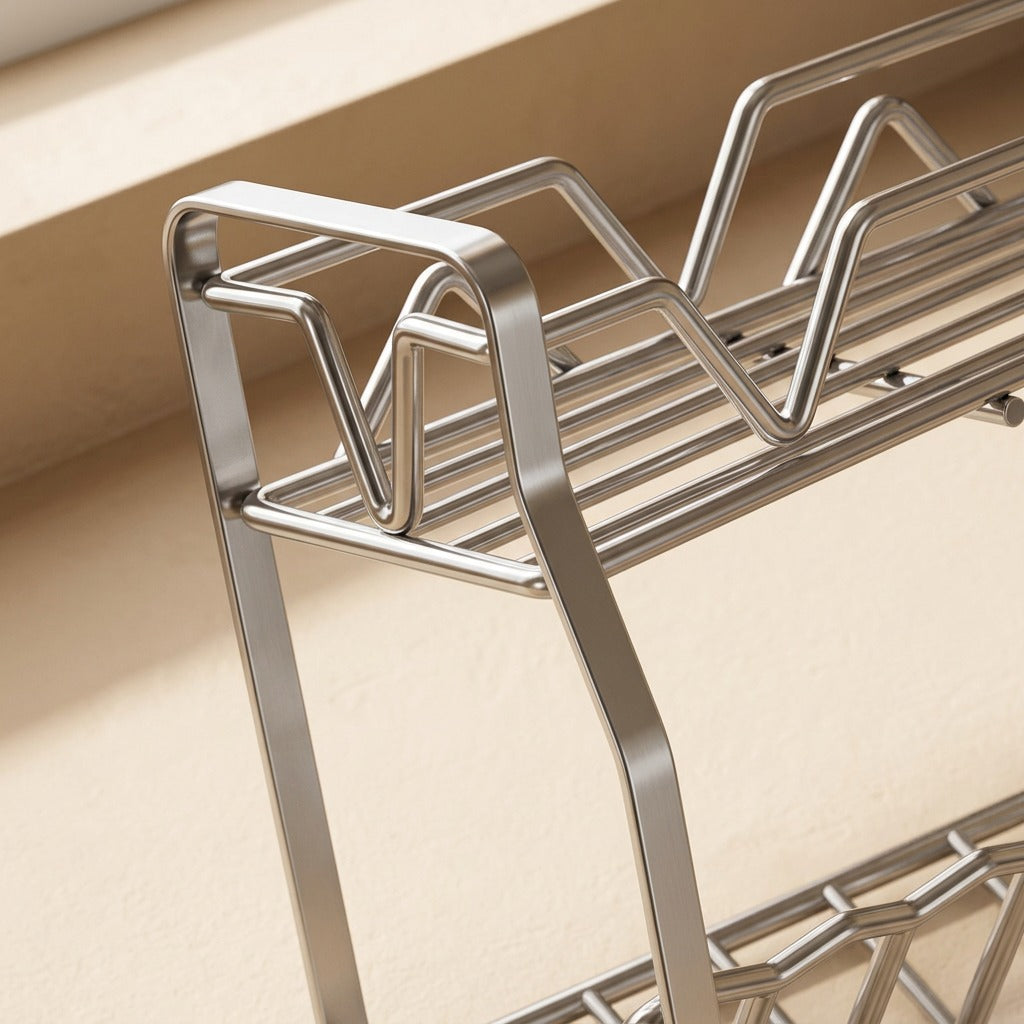 Jarledge™ Stainless Steel Countertop Spice Rack, material and detail close-up