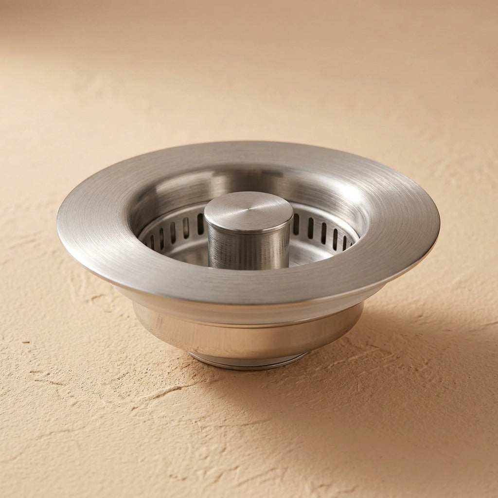 Drainseal™ Stainless Steel Sink Drain Stopper, material and detail close-up