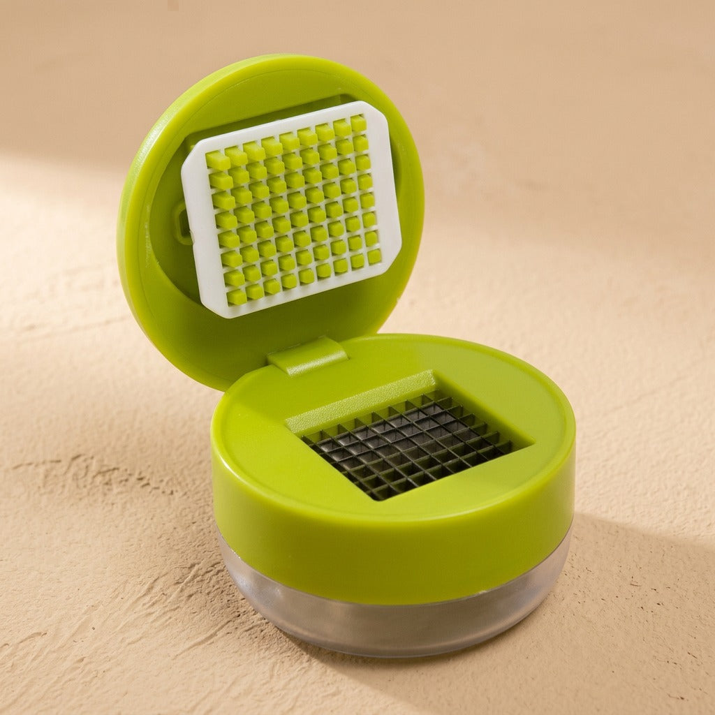 Clovepalm™ Manual Stainless Steel Garlic Press, material and detail close-up