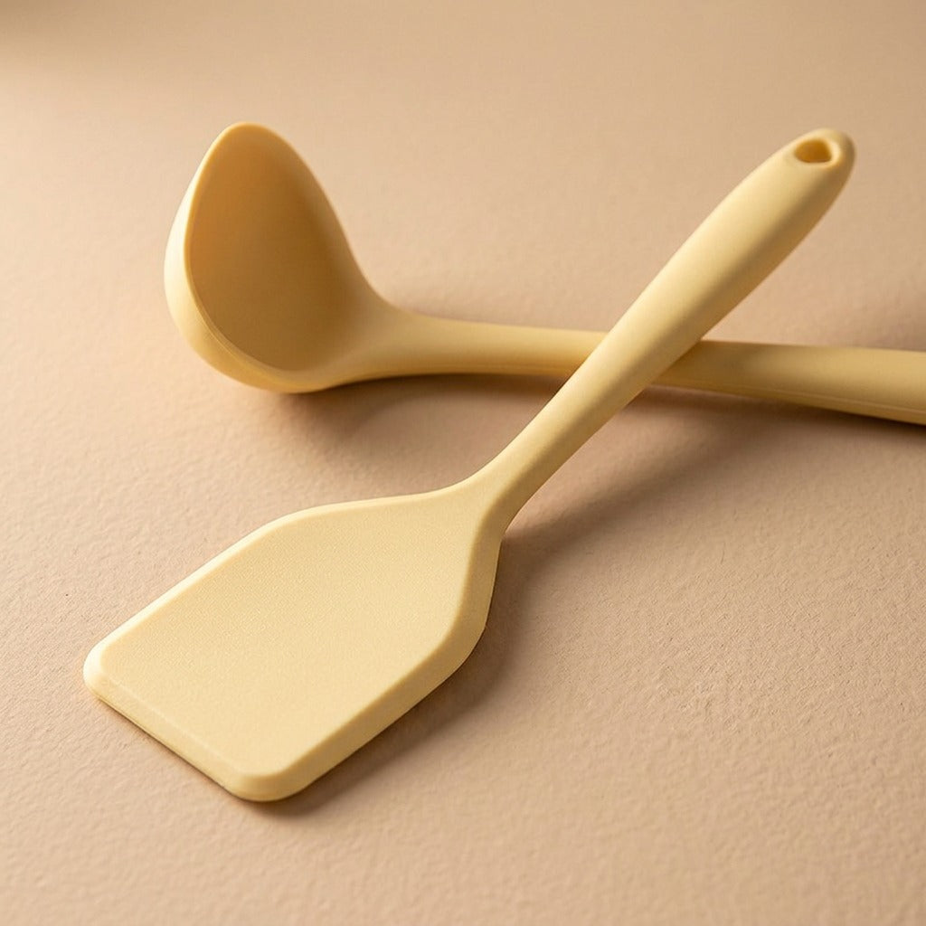 Ministir™ Silicone Mini Spatula And Soup Spoon Set, material and detail close-up