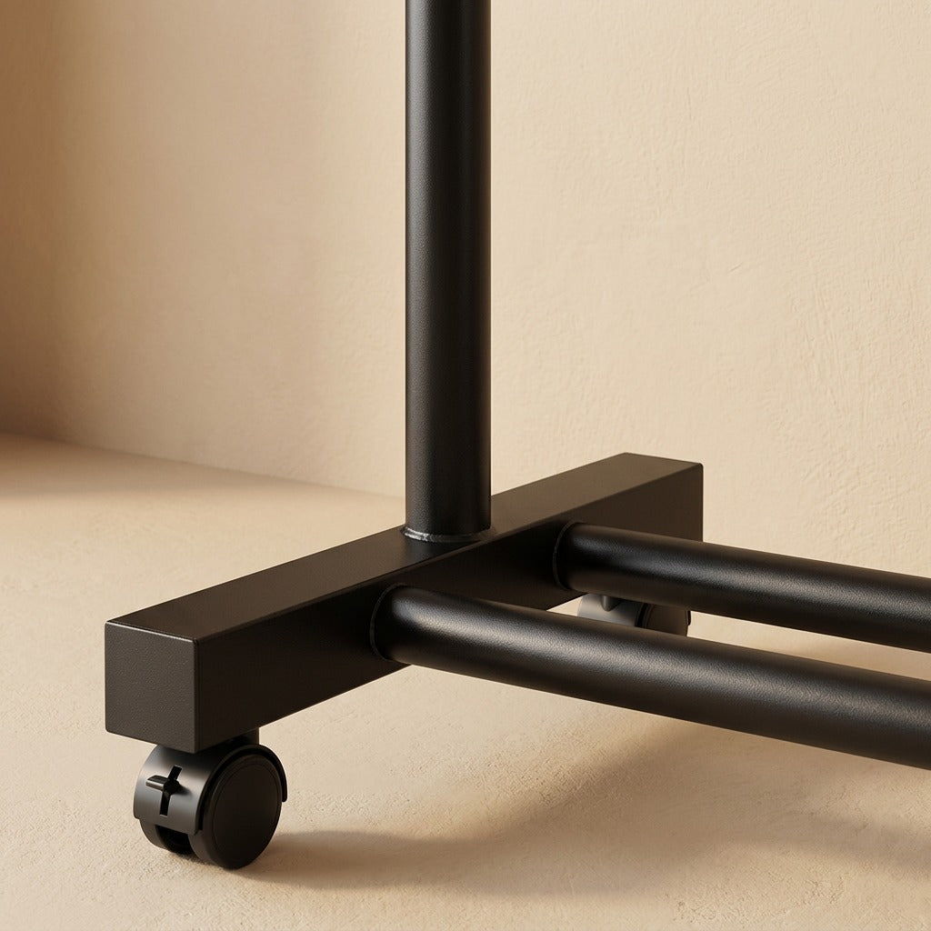 Steelrail™ Carbon Steel Clothes Rack, material and detail close-up