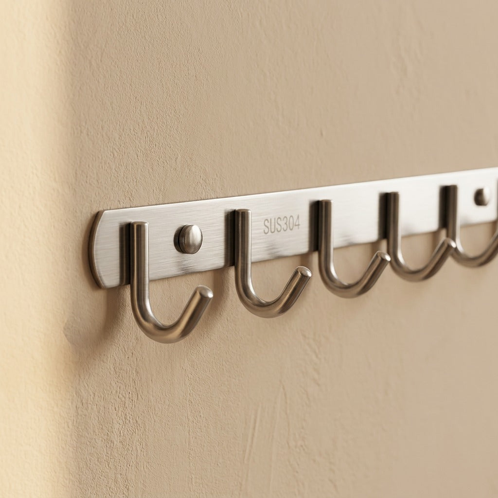 Stickhold™ Stainless Steel Adhesive Wall Hook, material and detail close-up