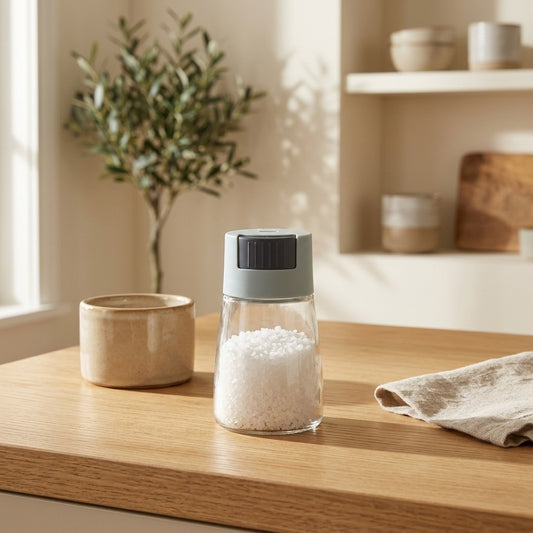 Presspour™ Press-Type Plastic Seasoning Bottle in a calm home setting