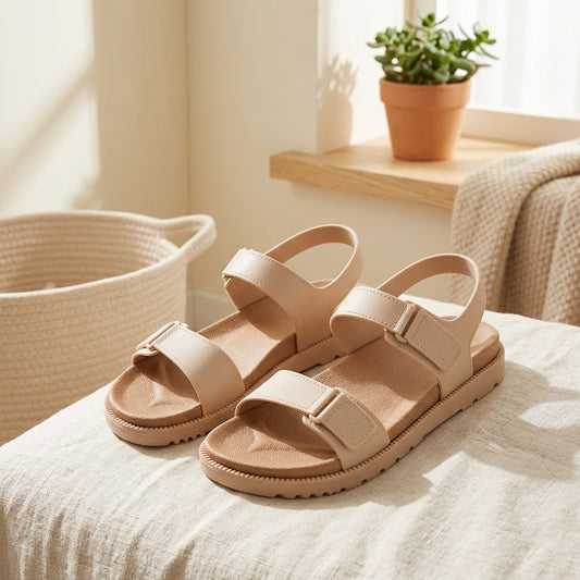Shorestep™ Women's PVC Beach Sandals in a calm home setting