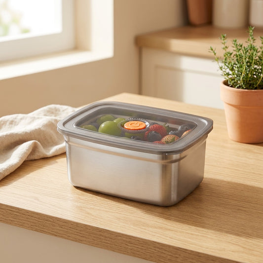 Steelstash™ 316 Stainless Steel Food Storage Box in a calm home setting