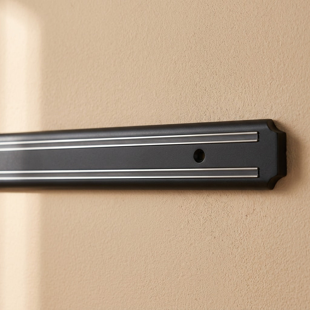 Knifedock™ Stainless Steel Magnetic Knife Holder, material and detail close-up