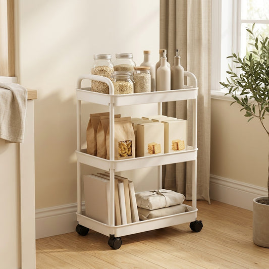 Storebay™ Mobile Plastic Storage Rack in a calm home setting