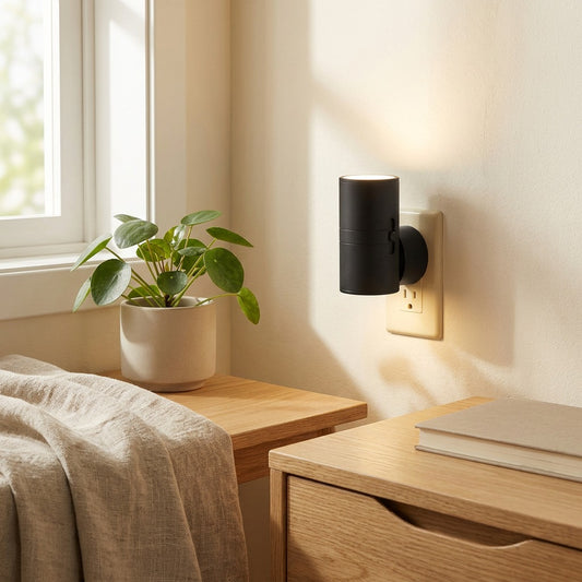 Pluggleam™ Plug-In Sensor Night Light in a calm home setting
