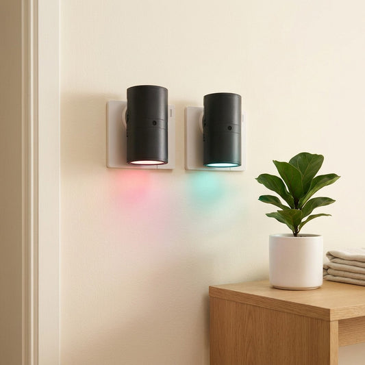 Plugglow™ Plug-In Sensor Night Light in a calm home setting