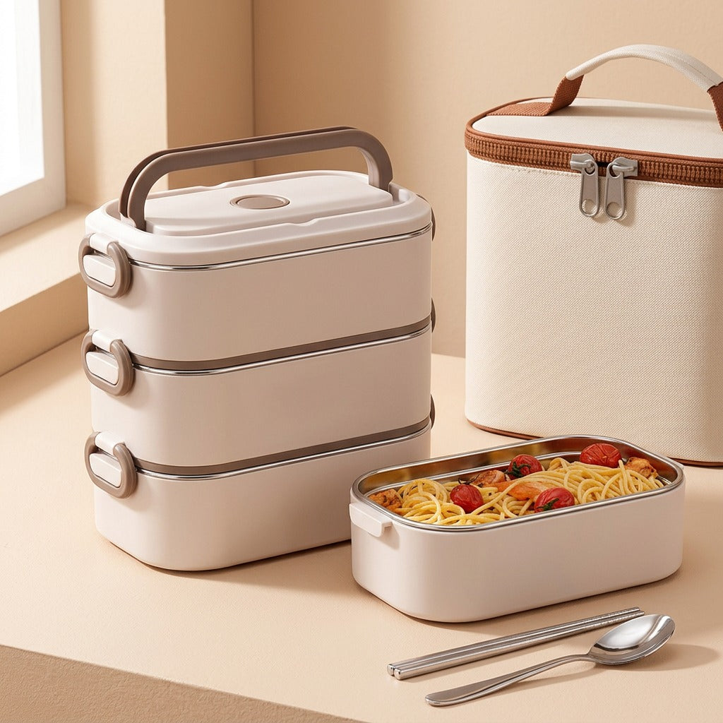 Steelkeep™ 304 Stainless Steel Lunch Box, material and detail close-up