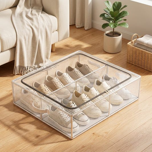 Shoenook™ Foldable Fabric Shoe Storage Box in a calm home setting