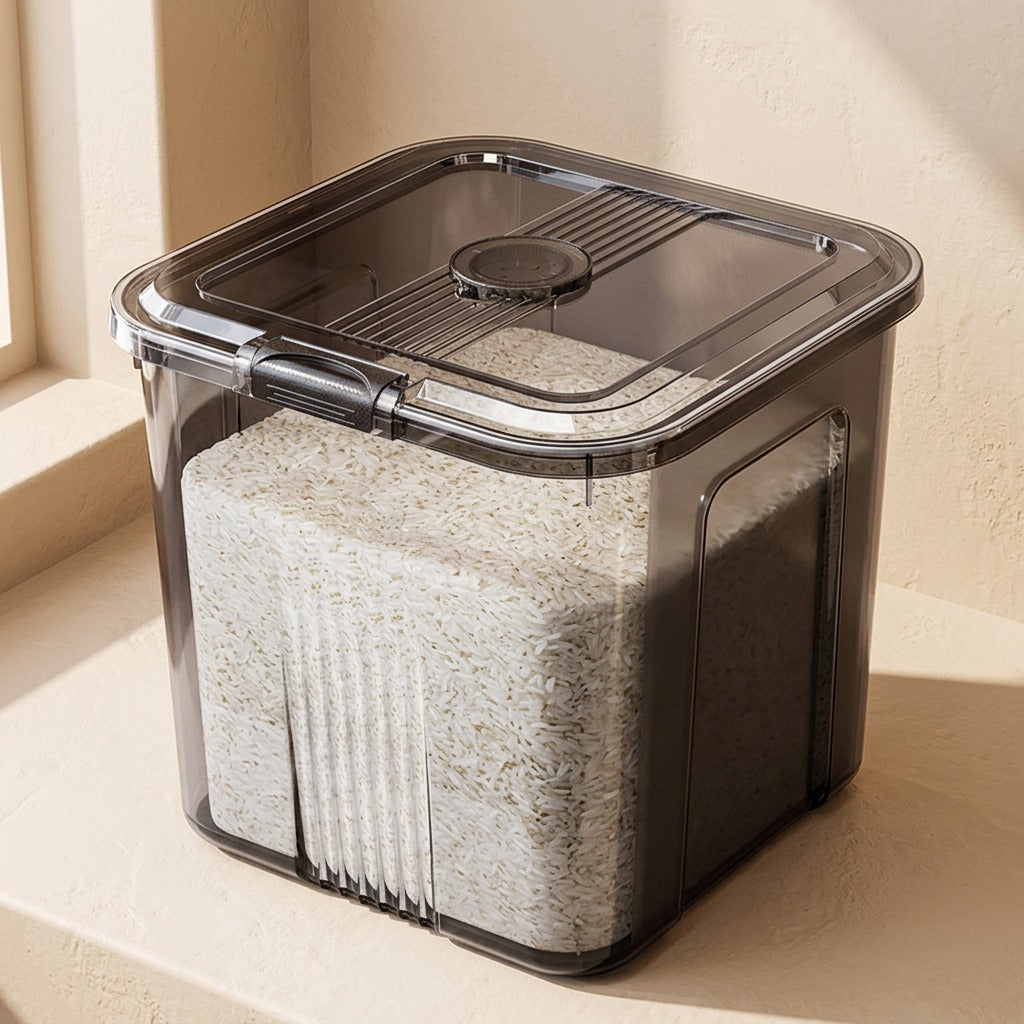 Grainstow™ PP Plastic Rice Storage Container, material and detail close-up