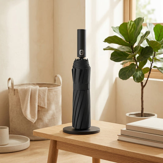 Ribshield™ 24-Rib Fully Automatic Folding Umbrella in a calm home setting