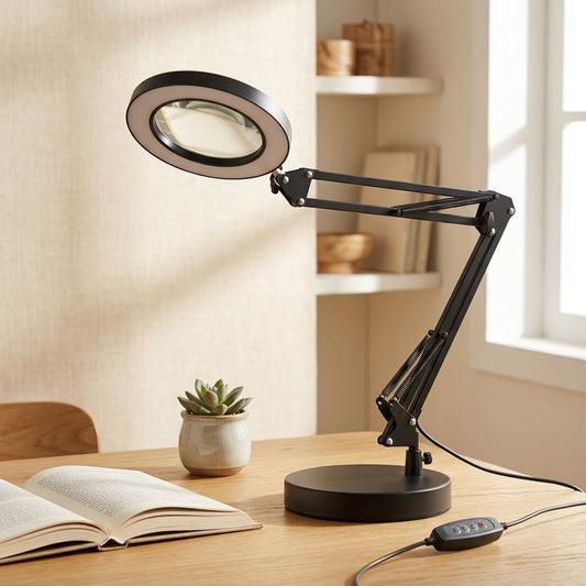 Magniview™ LED Magnifying Table Lamp in a calm home setting