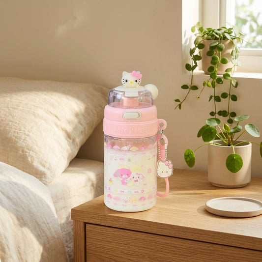 Strawsip™ 500ml Plastic Water Cup With Straw in a calm home setting